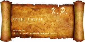 Kroll Patrik névjegykártya